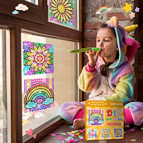 HAPMARS 4 pcs Window Art Suncatcher Kits, Diamond Art and Crafts for Kids, Creative Activity DIY Toys Birthday Easter Gifts for 4 5 6 7 8 9 10 Year Old Girls Boys - Image 3