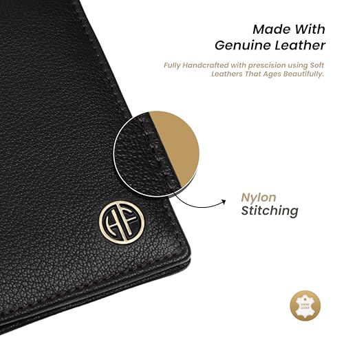 Image of HAMMONDS FLYCATCHER Genuine Leather Card Holder for Men and Women Slim RFID Blocking Bifold with 6 Card Slots Cash Compartment Compact Credit Debit Card Case Minimalist Pocket Organizer
