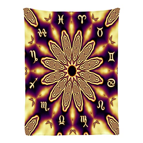 Ottoy Tarot Constellation Tie Dye Print Super Soft Micro Fleece Blankets Plush Lightweight Quilt Dual-Sided Decorative Couch, Sofa, Travel, Lap, Bed Throw Blanket,60