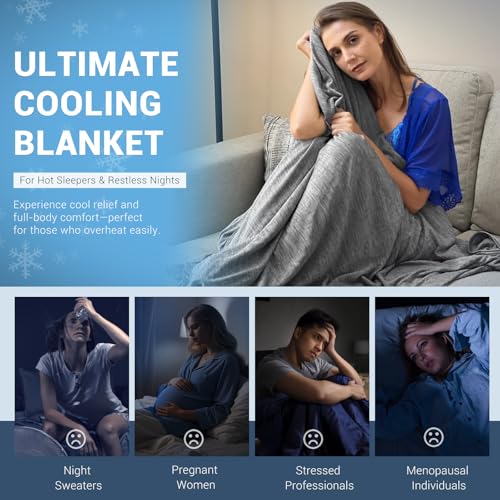 Elegear Revolutionary Cooling Blanket Twin, Absorbs Heat to Keep Body Cool for Night Sweats, Arc-Chill3.0 Cool Fiber Q-Max>0.5 for Hot Sleepers, Lightweight Summer Cold Blankets for Sleeping 59" x 79"