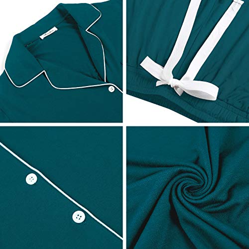 Image of Pjmlifecoco Women's Modal Pajama Set Short Sleeve Button Down Two Piece Soft Sleepwear with Shorts Loungewear S-XXL