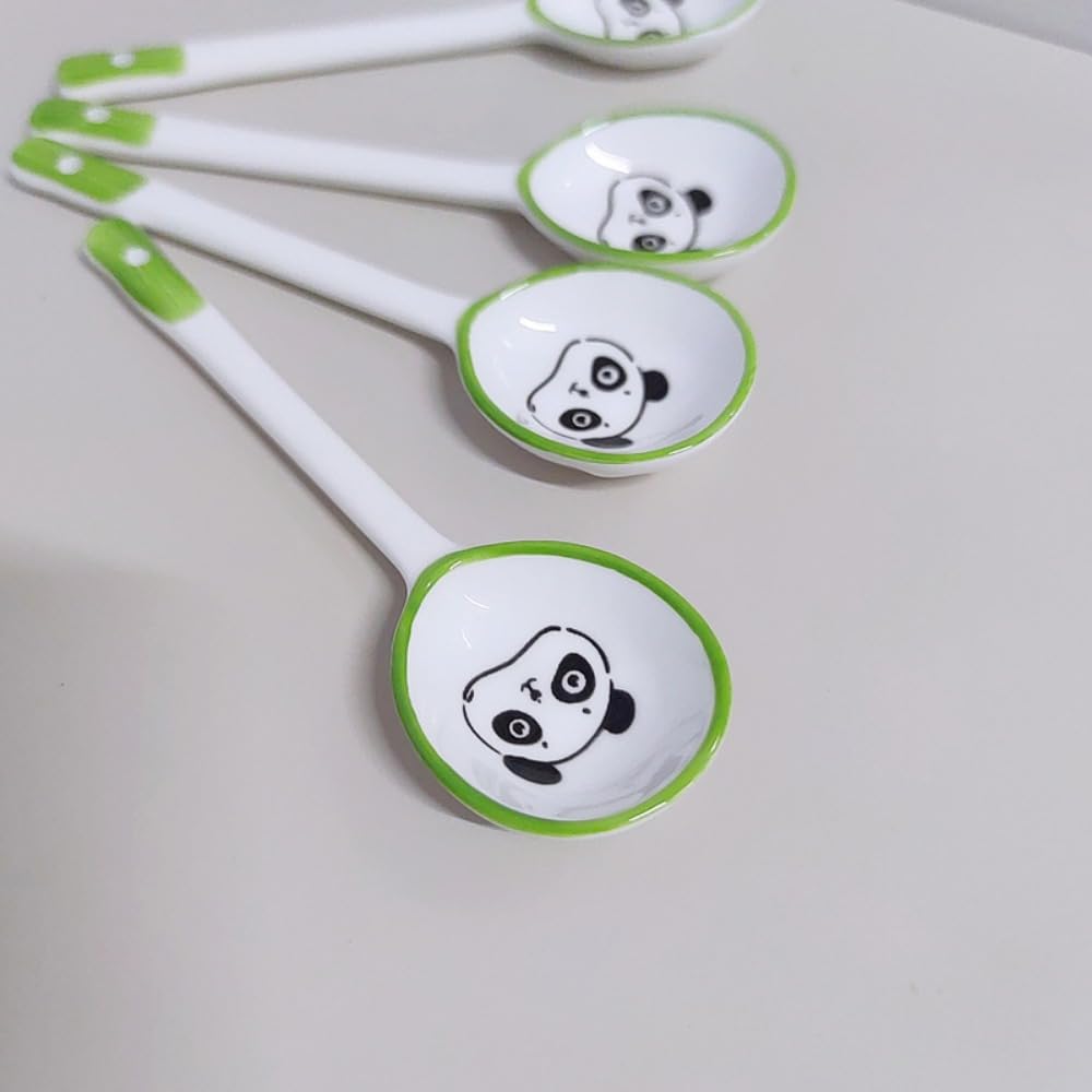Cucharas de cerámica para el hogar, sopa, postre, 16,5 cm, mango largo, color bajo glaseado, cucharadita de café (6 piezas)