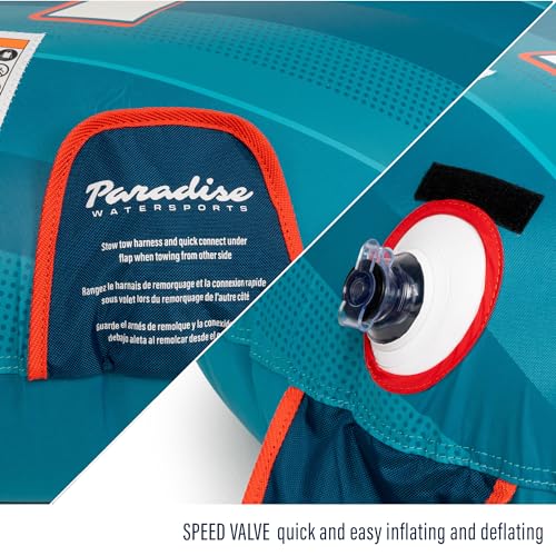 NorEast Outdoors Paradise Water Sports - Oasis Towable Tube for Boating - 1 Rider, Teal/Red by NorEast Outdoors - Used condition - Image 5