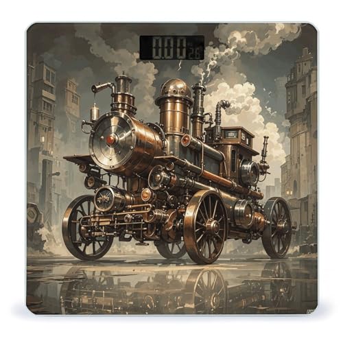 Báscula Digital Estilo Steampunk de Vidrio Templado