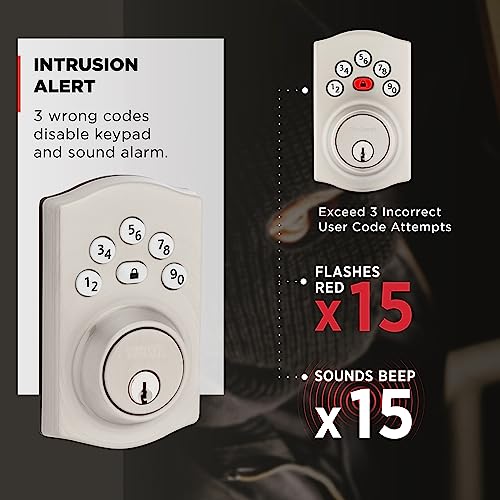 Kwikset Powerbolt 240 5-Button Keypad Satin Nickel Traditional Electronic Deadbolt Door Lock, Featuring Convenient Keyless Entry, Customizable User Codes and Auto-Locking - image 6