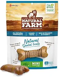 Natural Farm Petiscos Dentais para Cães, Receita de Osso de Carne e Porco, Ingredientes Naturais, Não-Transgênicos, Rico em Proteína Bruta, Cálcio e Vitamina D3