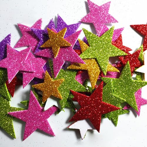 ibasenice 210pcs Glitter Star Decals Five-Pointed Star Sticker Glitter Foam Wall Stickers Scrapbooking Stickers Kids Room Decor Nursery Decorate Applique The Stickers - Image 2
