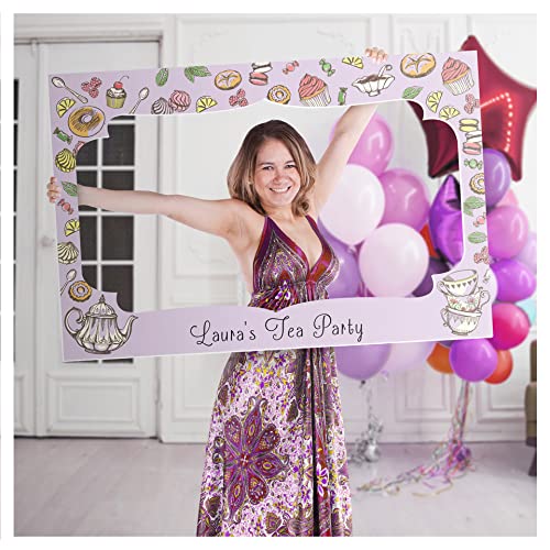 Tea Party Bridal Shower Photo Booth Frame - Personalized Purple