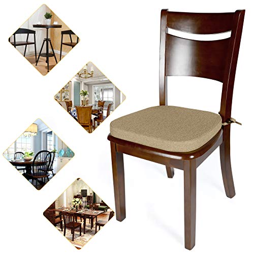 Shinnwa Dining Chair Pads And Cushions With Ties For Kitchen Room Indoor Metal Farmhouse Wooden Chairs Non Slip Cushion Pad Set Of 4 [14.5 X 15.5 Inches] Natural Linen #TOP2