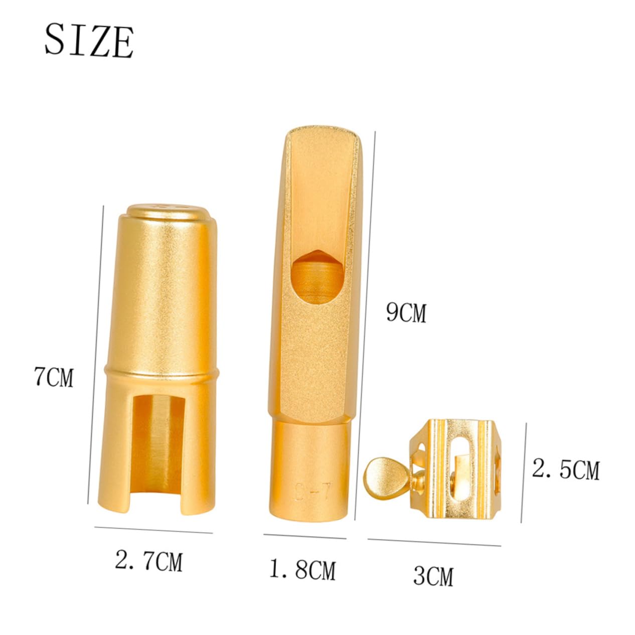 Bocchino per Sax Contralto in Metallo Oro Opaco, Set 1 Pezzo | Tappo Protettivo e Clip Inclusi, Sacchetto, Accessori per Sassofono per Musicisti Professionisti