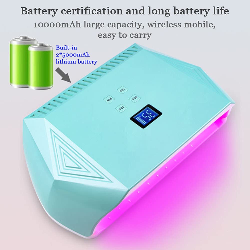 lamparas para uñas. Lámpara de uñas LED inalámbrica de 128 W, secador de uñas inalámbrico, luz rizadora de esmalte de uñas de secado rápido de 10000 mAh, herramientas de arte de uñas de gel profesiona