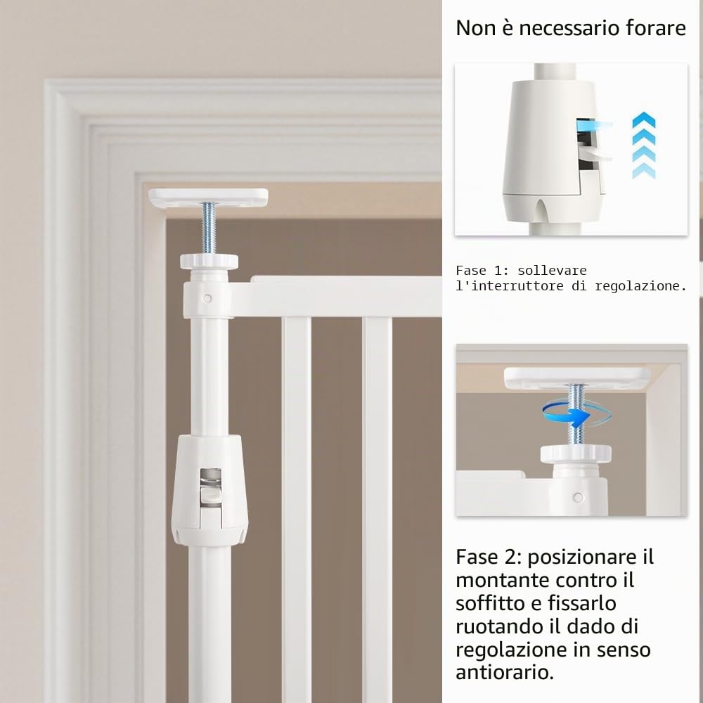 unipaws Barriera di sicurezza per gatti extra alta 190 cm barriera per animali domestici con serratura, sbarre ravvicinate, montaggio senza foratura, uso interno