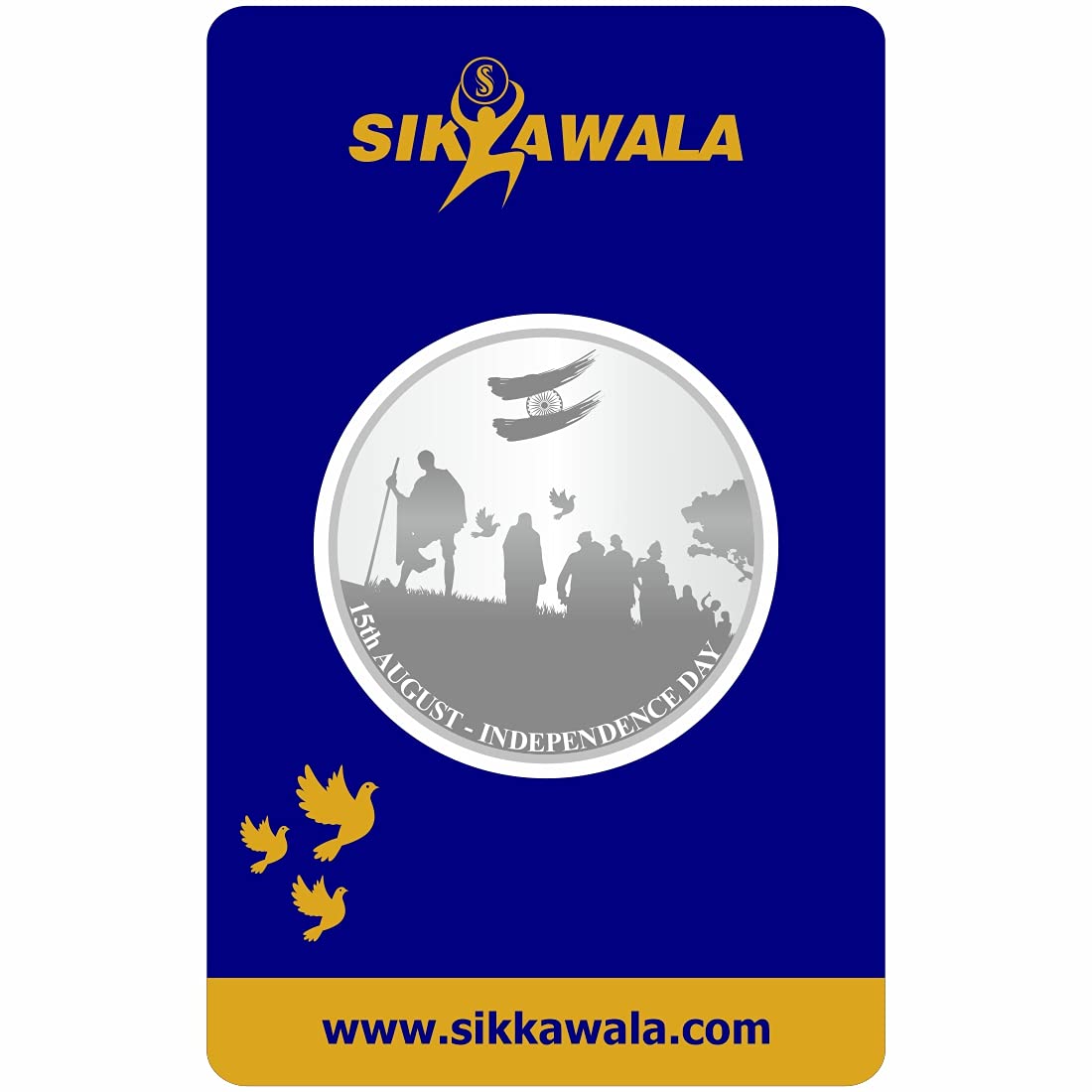 Sikkawala Indian National Festival Independence Day 999 Silver Coin 10 gm in Certicard Packing