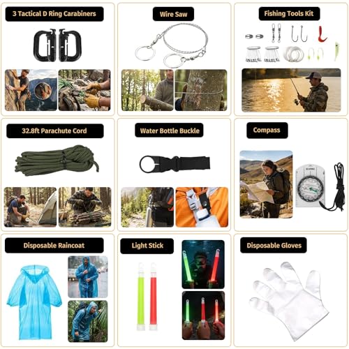 image for ANJiME Survival Kit, 294 Pcs Survival Gear First Aid Kit with Molle Sy