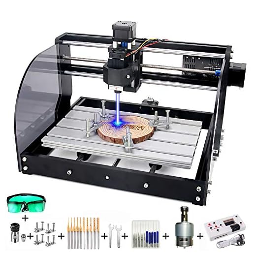 MYSWEETY CNC Router 3018 Pro-M CNC-maskin, Mini 3-axel Plast Akryl PCB PVC Träsnideri Fräsning Gravering Maskin med 10W Modul Och Offline Kontroll [arbetsområde 300 x 180 x 45 mm]