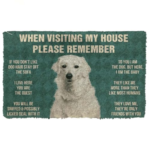 ���փ}�b�g Kuvasz Dogs�̃n�E�X���[�����o���Ă����Ă������� 50×80cm doormat Please Remember Kuvasz Dogs House Rules