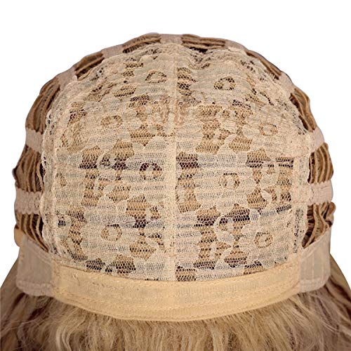 Fantalook Women Long Curly 80s Blonde with Reddish Brown Cosplay Wig