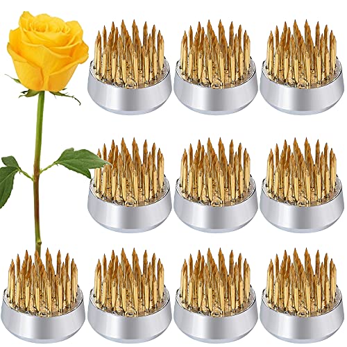 Round Flower Arrangers, 10 Pieces Gold Flower Frog Fixed Tools Japanese Flower Holder Floral Arrangement Pin Holder For Flower Arrangement, Plant Fixation, Plant Decoration #TOP9