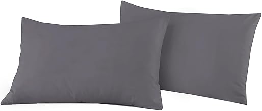 Rayyan Linen 2 Pack Pillowcases Brushed Microfibre 50 x 75 cm Soft Standard Size Pillow Covers (Grey, 2 Pack)