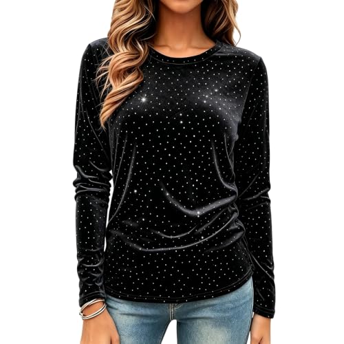 Rhinestone Top for Women Bling Blouses Concert Tops Sparkly Womens Fall Fashion 2026 Gabanes para Mujer Elegantes Black - image 2