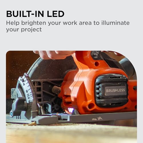 Black+Decker 20V MAX POWERCONNECT Brushless Cordless Circular Saw for Wood, 6 1/2 in. (165mm), Includes 24T Circular Saw Blade, 4300 RPM, 50 Degree Bevel, Tool Only (BLCS78B) by BLACK+DECKER - Image 7