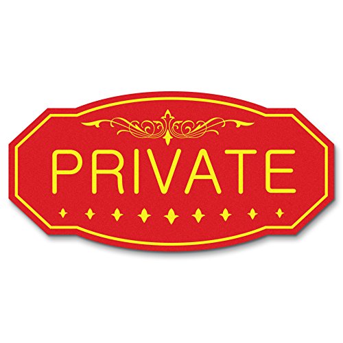 All Quality Victorian Private Wall or Door Sign - Durable Material (Red/Yellow) - Large 5" x 10" (1 Pack)