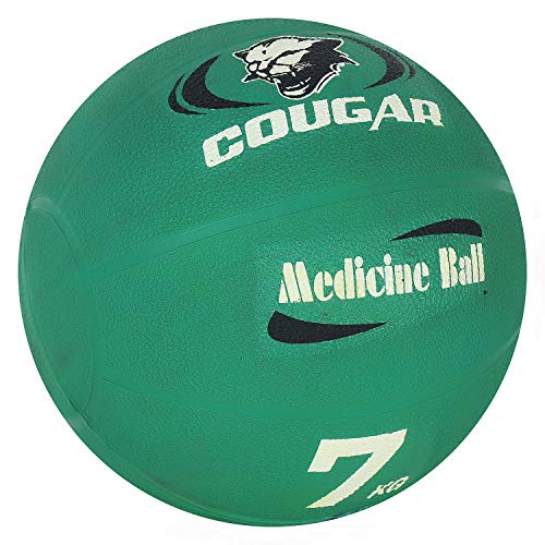Image of COUGAR High Grip Rubber Moulded Medicine Ball Without Handle for Crossfit, Exercise & Fitness, Strength & Conditioning Exercises (7 KG, Black)