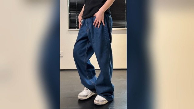 Jeans Homme Baggy Vintage - Pantalon Denim Lâche Coupe Droite, Style Y2K Hip-hop, Extensible, Poches Pratiques