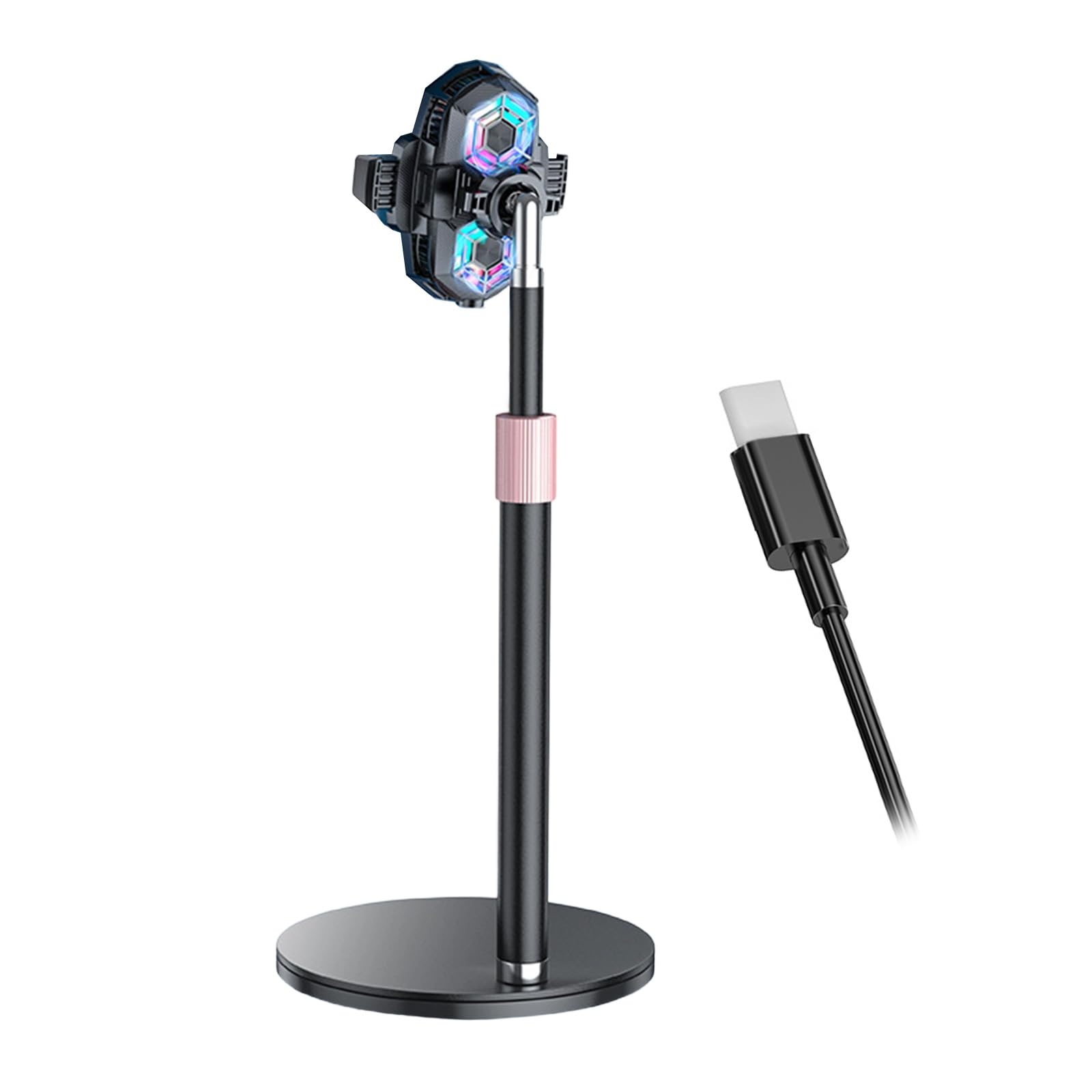Supporto da tavolo girevole per smartphone da 4,5-7 pollici con morsetto di raffreddamento per smartphone da 4,5 a 7 pollici Supporto regolabile in altezza