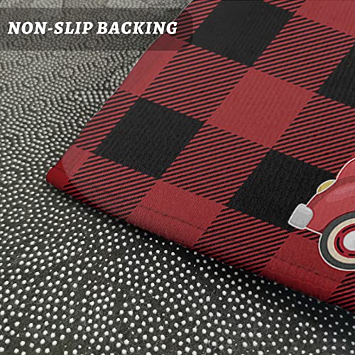 Christmas Red Truck Kitchen Mat, Home Decor Buffalo Plaid Christmas Kitchen Rugs Kitchen Organization, Xmas Tree Anti-Fatigue Kitchen Floor Mats, Christmas Runner Rug Kitchen Decor Christmas Rugs 2Pcs #TOP4