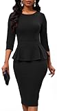 Women's Bodycon Pencil Dress Church Teacher Office Modest Business Wear to Work Sheath Suiting Dresses