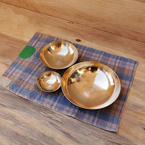 De Kulture Ayurveda Pure Kansa Bronze Nested Bowls Set Of 3 For Biryani, Ramen, Noodle, Macaroni, Spaghetti And Pasta, Ideal For Serving & Dining Table Decoration #TOP1
