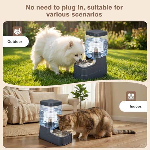 1.6 Gallon Pet Automatic Dog Water Dispenser Cat Gravity Waterer Feeder with Stainless Steel Bowl 8L Large Capacity Puppy Feeding Raised Bowls with Filter,Ice Pack (Charcoal Gray, 6L(1.6 Gallon)) — view 8