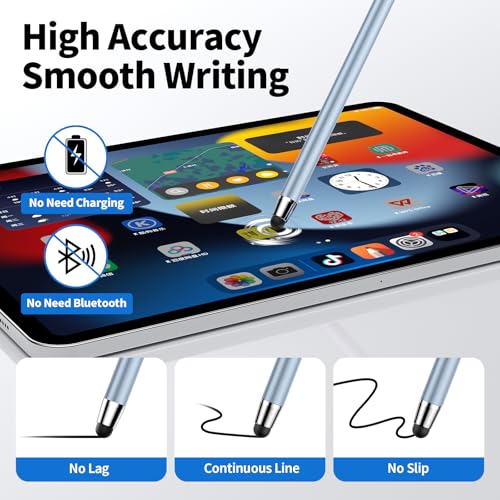 Image of Stylus Pen for Touchscreen,5 PCS Stylus,2-in-1 Stylus Pen for iPad, High Sensitivity Precision Suitable for Touch Screens of iPhone /ipad /Android Tablet(Silver /Blue /Rose Gold /Purple /Light Green)