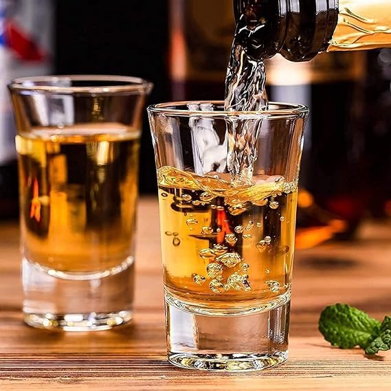 Image of Classic Curved Design Heavy Base Shot Crystal Clear Set,Drinking Vodka,Tequila,Liquor,Scotch,Cocktail,Beer,Whiskey,Steins Drinkware Glass Set of 12-30ml