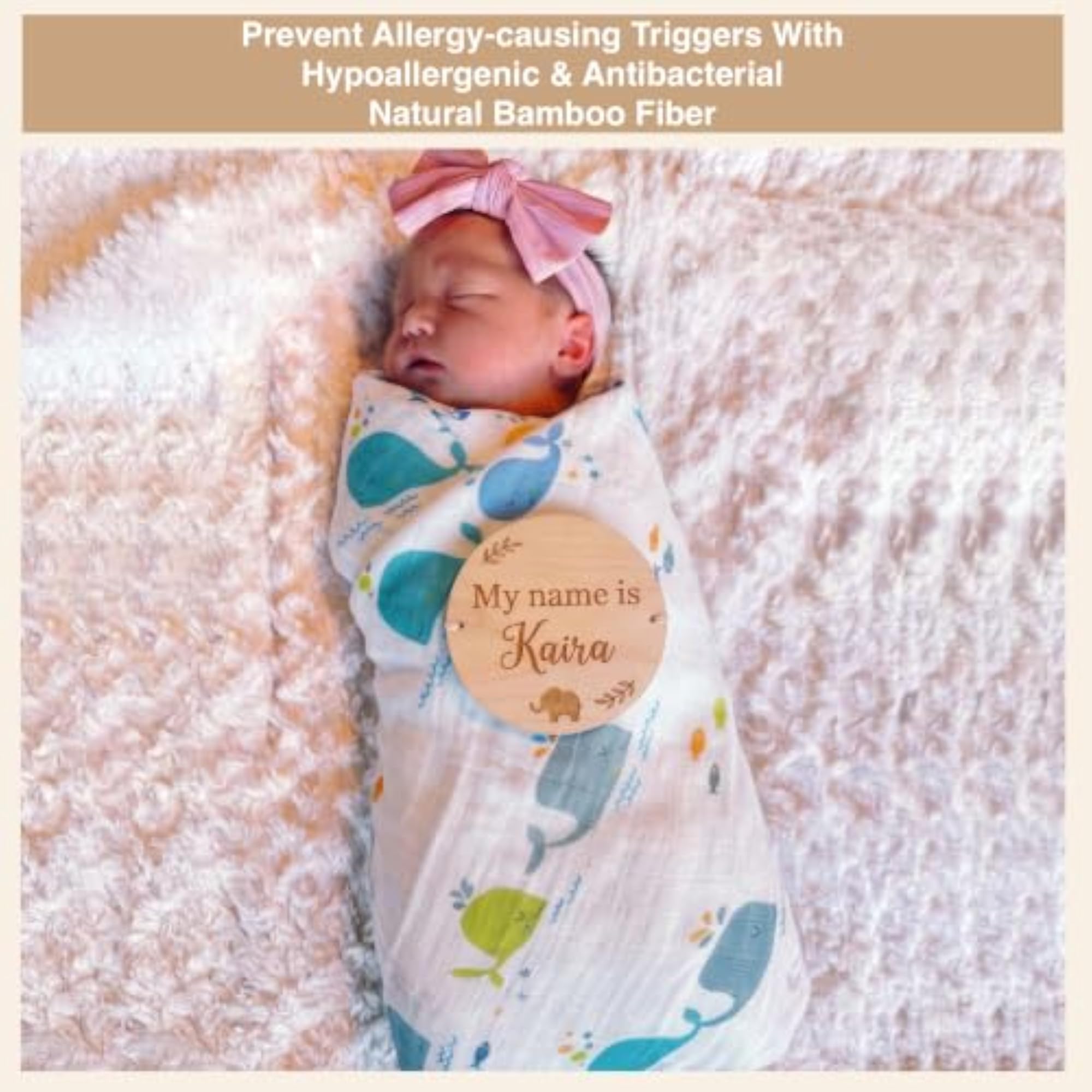 Premium Organic Bamboo Baby Swaddle Wrapper Receiving Blanket