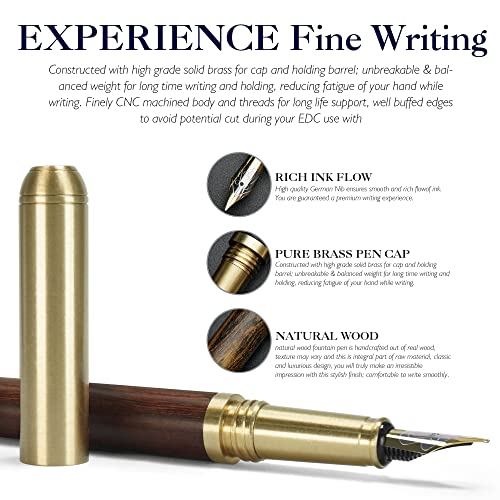 STONEGO Canetas-tinteiro de madeira artesanais, caneta-tinteiro vintage com conversor de refil de ti