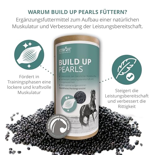 STRÖH Build Up Pearls für Pferde (1,4 kg) • Für Muskelaufbau & Kondition • Aminosäuren-Komplex mit Vitaminen • Unterstützt Regeneration & Leistung • Für Sport- & Freizeitpferde