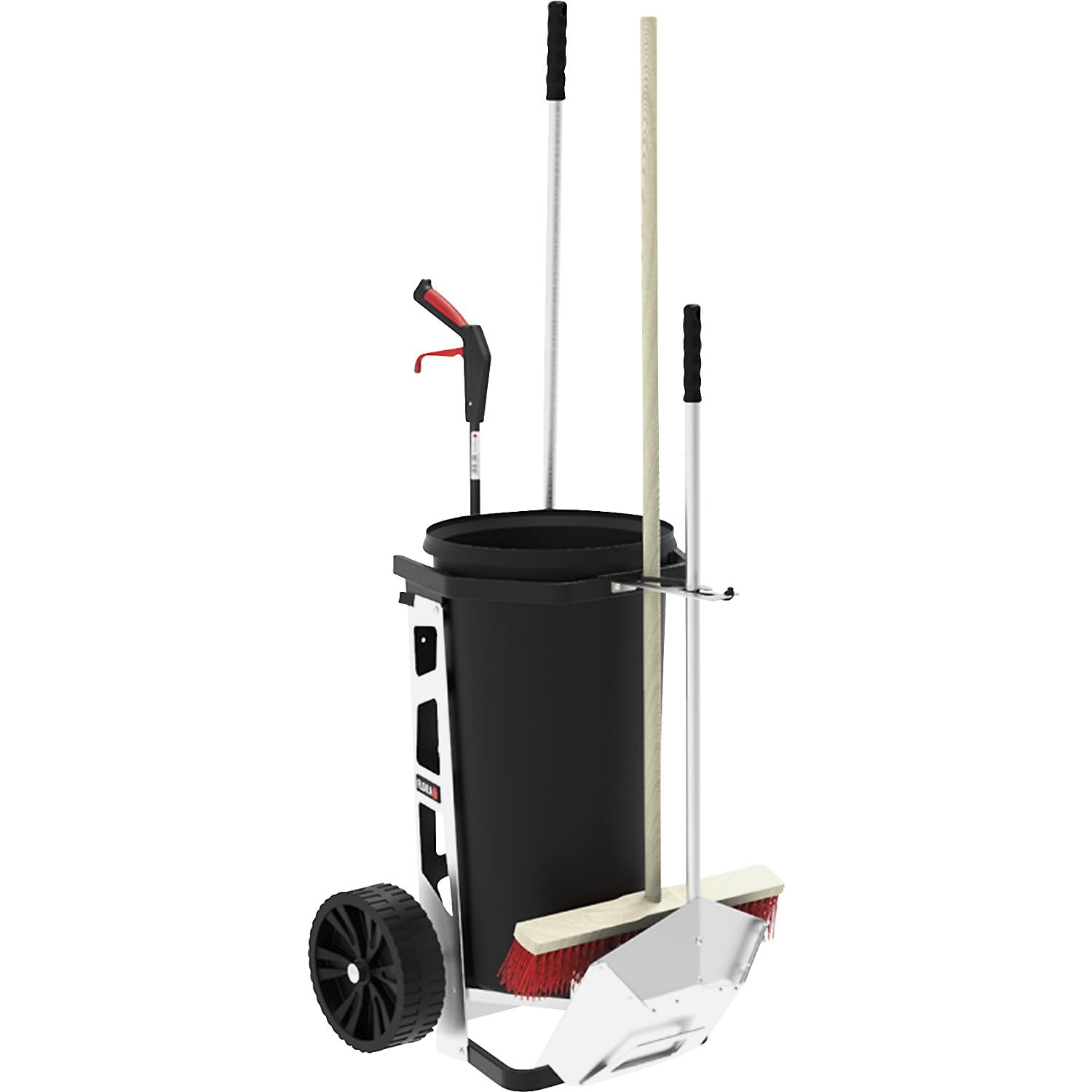 FLORA | Carrello per la raccolta dei rifiuti EASY ARENA | con bidone da 60 l | incl pinza raccoglirifiuti | scopa | pala