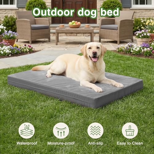 Image of Waterproof Outdoor Dog Bed Large Sized, Washable Crate Pad 35 inch Orthopedic