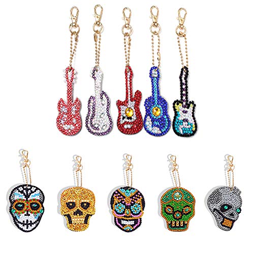 DIY Diamond Painting Keychain 5D Mosaic Making Full Drill Special Shape Diamond Painting Pendant for Bags,Phone Straps (10 Pack) ¡­