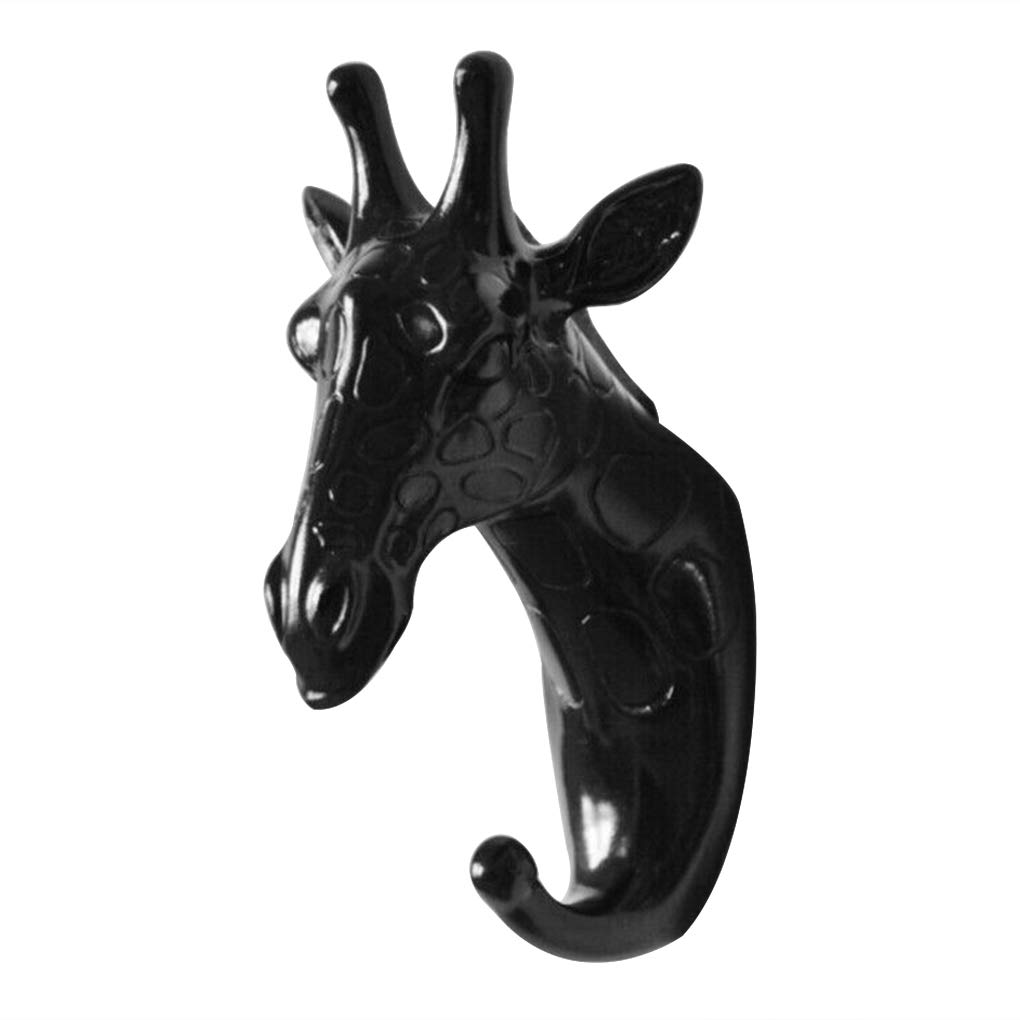 WOVEBIUS 3D Animal Head Wall Hanger Resin Coat Hat Hanging Hook Heavy Duty Holder Rack Home Decoration Type 3,Black,Giraffe