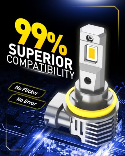 Image of AUXITO H11 LED Yellow Fog Light Bulbs or DRL, 600% Super Brighter 3000K Amber Yellow Light, H8 H16 Fog Lights Replacement for Cars, Non-polarity, Pack of 2