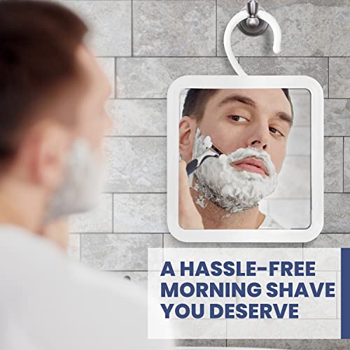 Mirrorvana Hangable Fogless Shower Mirror For Shaving With 360° Swivel Hook For Hanging - Anti Fog Shatterproof 6.3" X 6.3" Surface #TOP6
