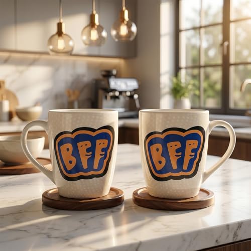 Image of UPC Premium Bone China Coffee Mug Set of 2 | Elegant Ceramic Tea & Coffee Cups for Home, Office & Cafe | Lightweight, Durable, Microwave & Dishwasher Safe Mug Set | Luxury Drinkware Collection