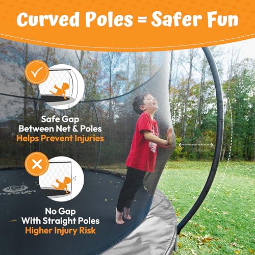 Image of JUMPZYLLA Trampoline Outdoor 8FT 10FT 12FT 14FT 15FT 16FT with Enclosure and Ladder, ASTM Approved Recreational Trampoline for Kids and Adults, Anti-Rust Coated Frame