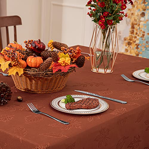 image for joybest Fall Tablecloth, Maple Leaves Fabric Table Cloth for Fall Deco