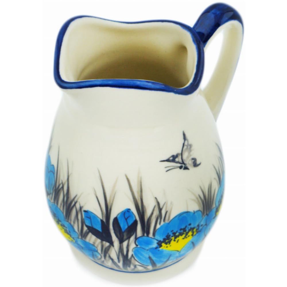 Authentic Polish Pottery Creamer in Mystical Meadow Design Handmade in Boles?awiec Poland + Certificate of Authenticity