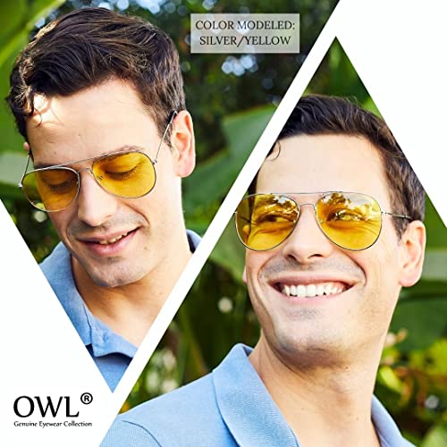 OWL Classic Aviator Style Sunglasses Metal Frame Colored Lens UV 400 Unisex4