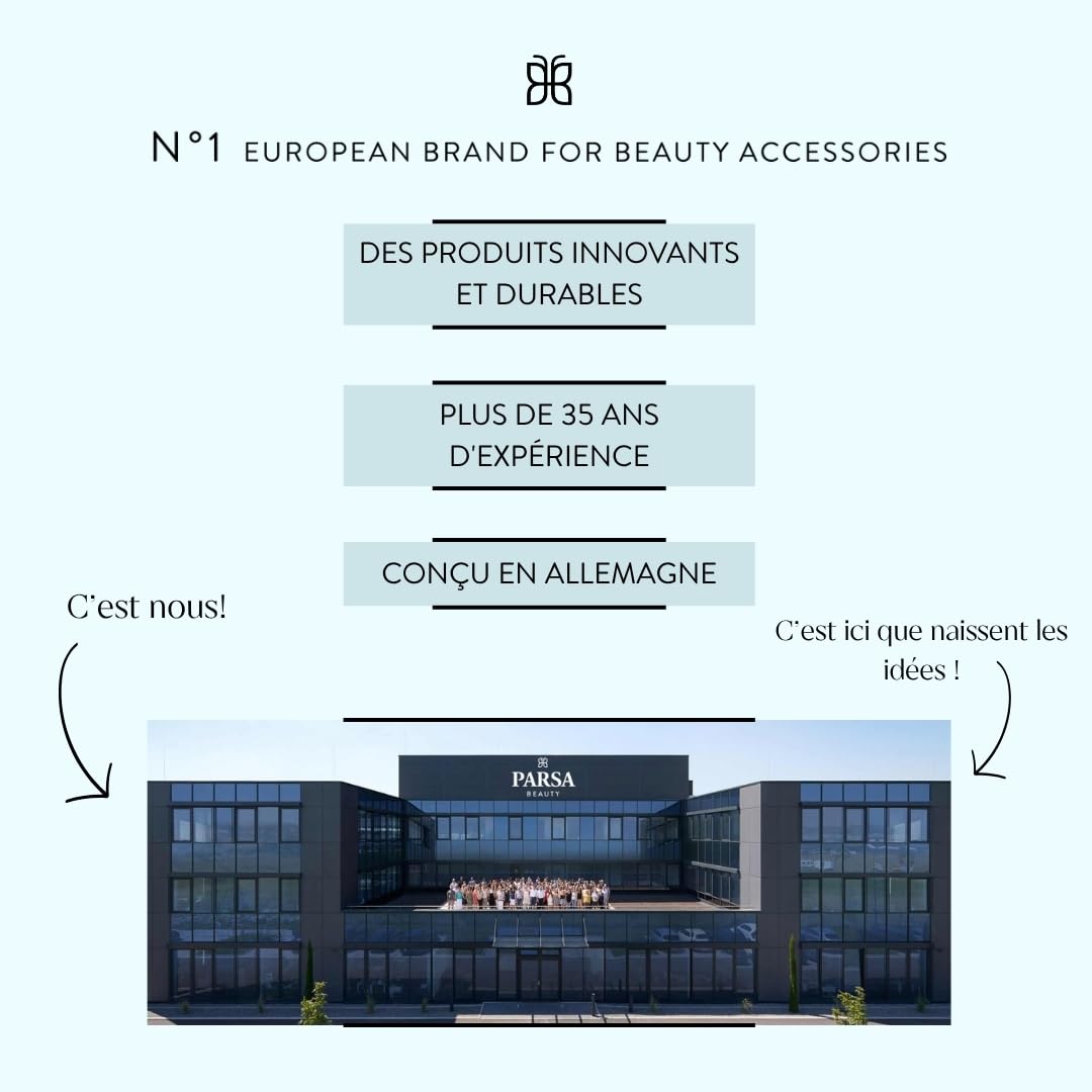 PARSA Beauty Miroir de maquillage rond à poser avec finition douce au toucher Double face (normale et grossissante x3) Pour le maquillage et la coiffure Noir